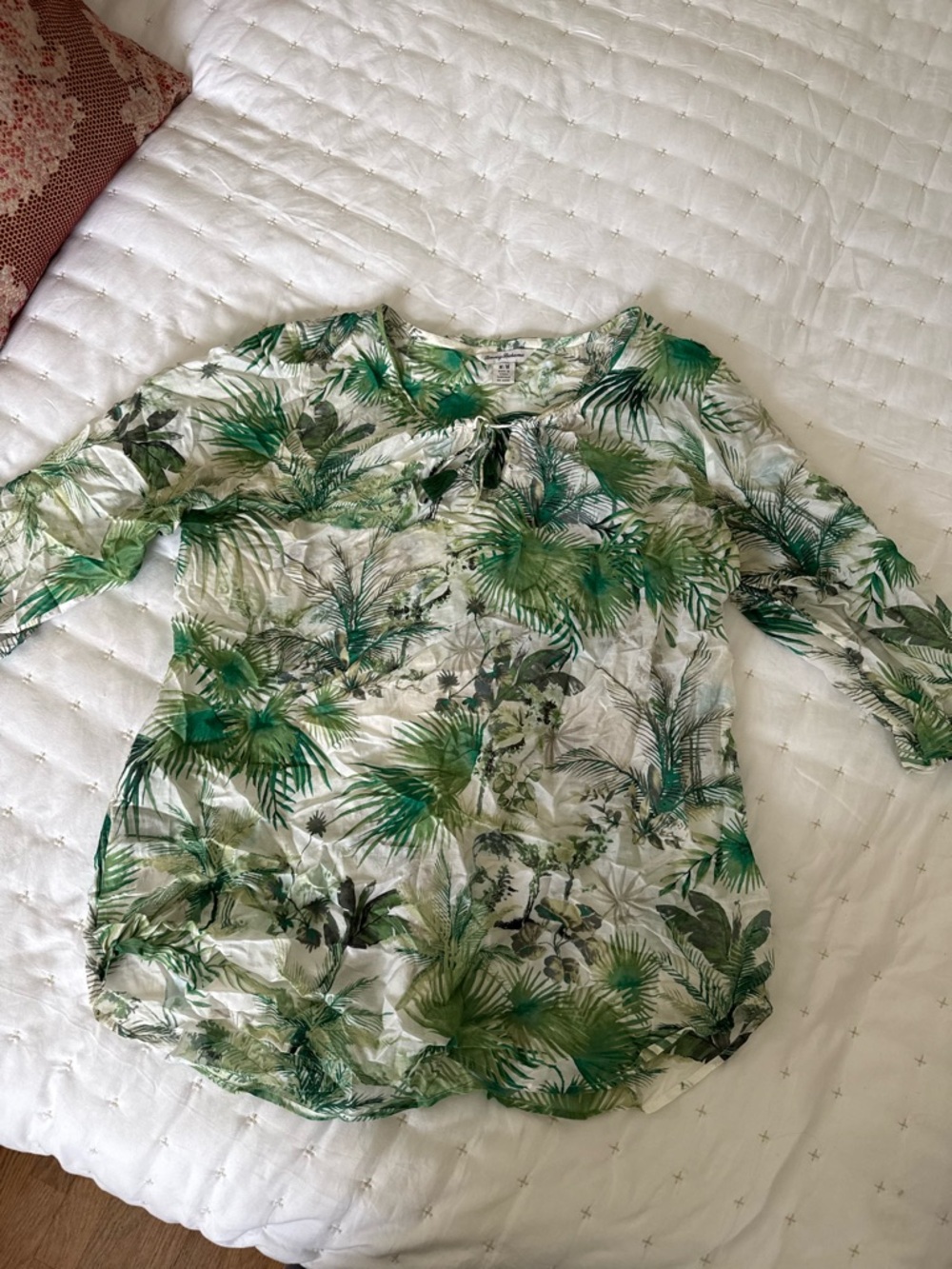 Tommy Bahama Green Palm-Print Tunic Top
